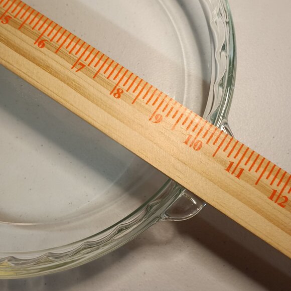 Vintage Pyrex Clear Glass Pie Dish 229 Crimped Edge 9 1/2" Fluted Handles 1 Dish - Picture 3 of 5